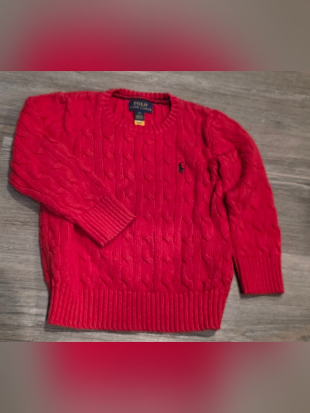 Polo by Ralph Lauren Bright Red Cable-Knit Crewneck Sweater